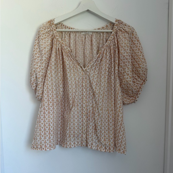 Doen XL June Button Down Blouse in Marigold Meadows Floral - Picture 4 of 12